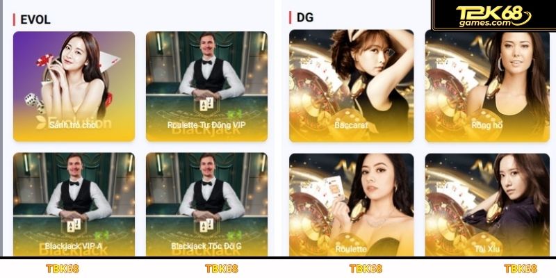 Những sảnh cược casino nổi bật tại TBK68