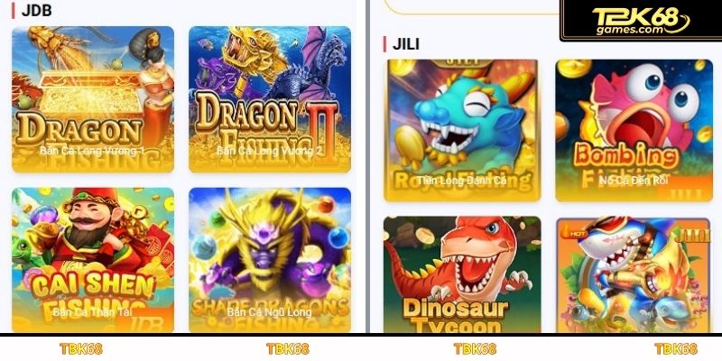Những sảnh game bắn cá TBK68 ăn khách nhất hiện nay