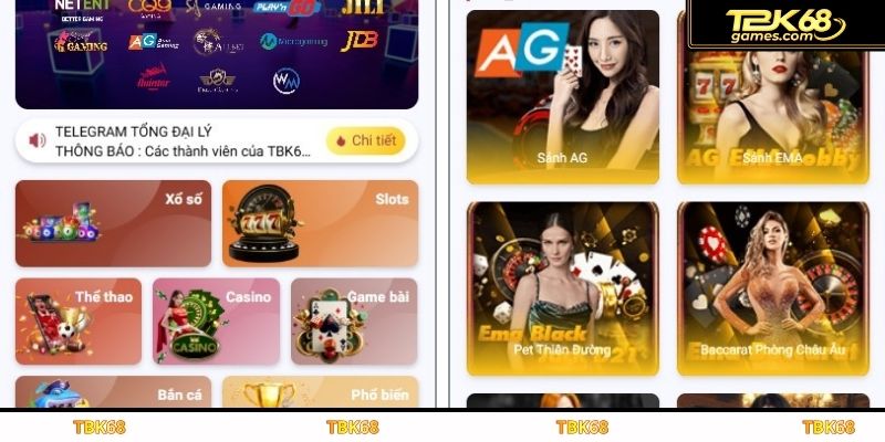 Sòng bạc trực tuyến TBK68 như thực tế