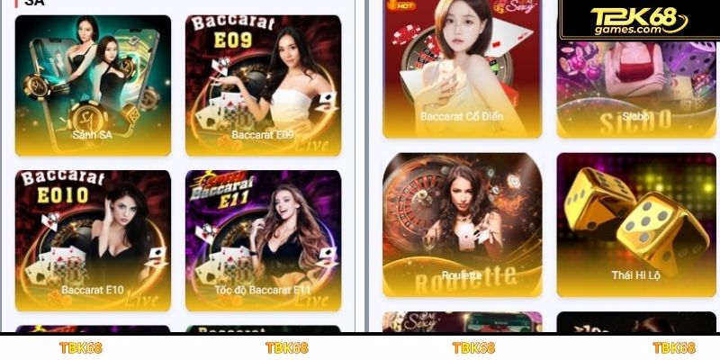Top game bài ăn khách tại casino TBK68